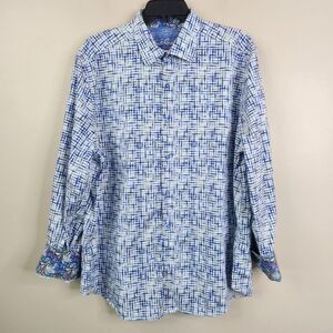 Robert Graham Mens LS Classic Fit Contrasting Cuff Button Down Shirt 2XL